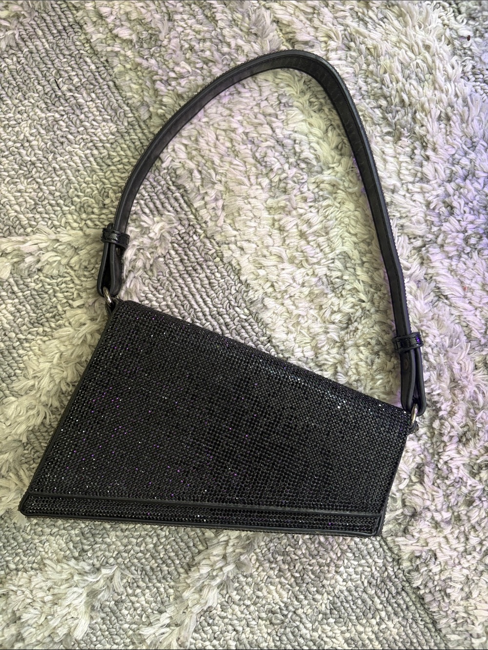 Madison West Black Rhinestone Shoulder Bag